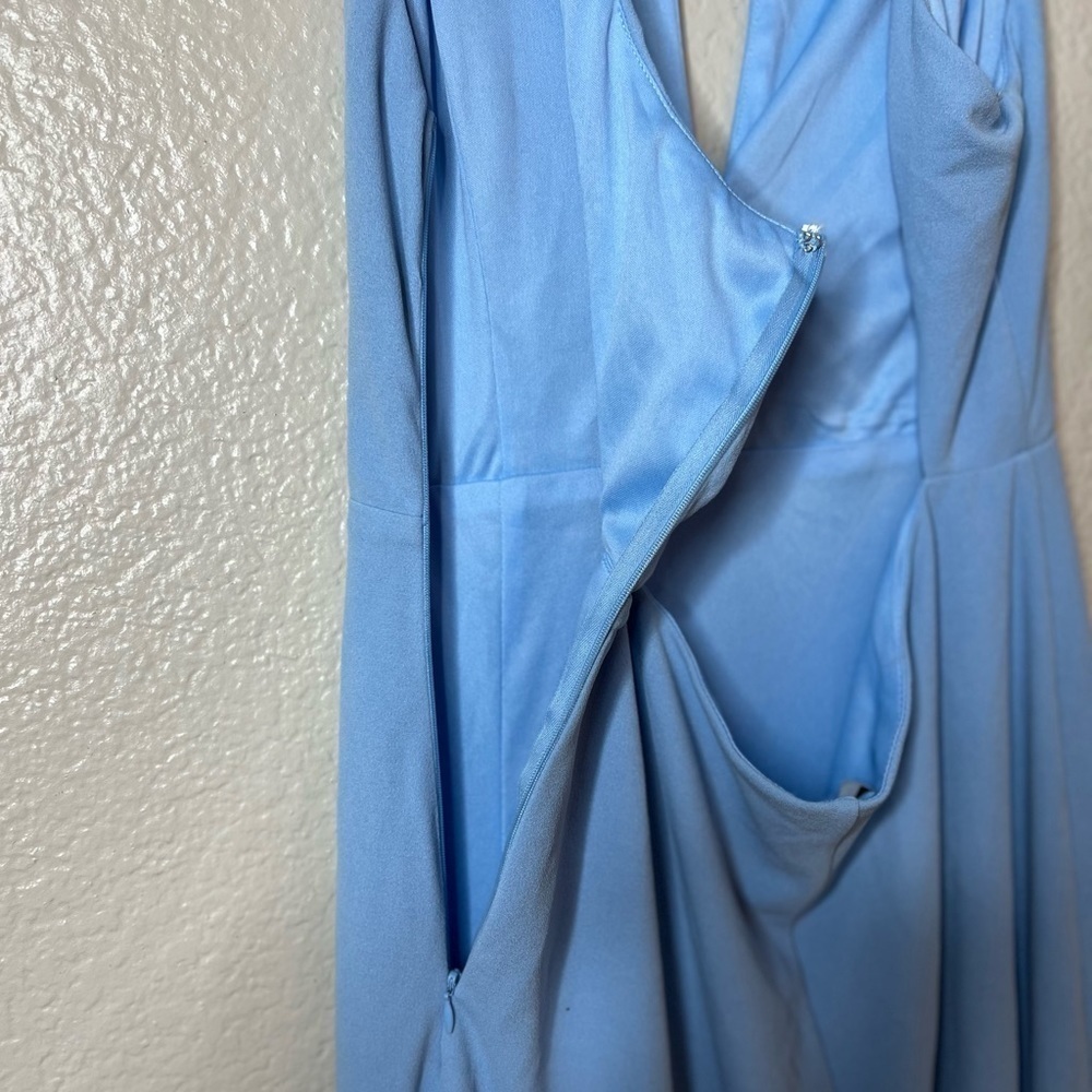 Striking Elegance Light Blue Bow Backless Halter Maxi Dress - Picture 4 of 6